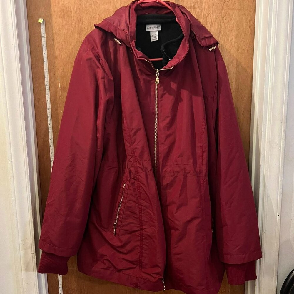 Size 4X(30/32W) - Catherine's - Maroon Overcoat with Detachable Lining